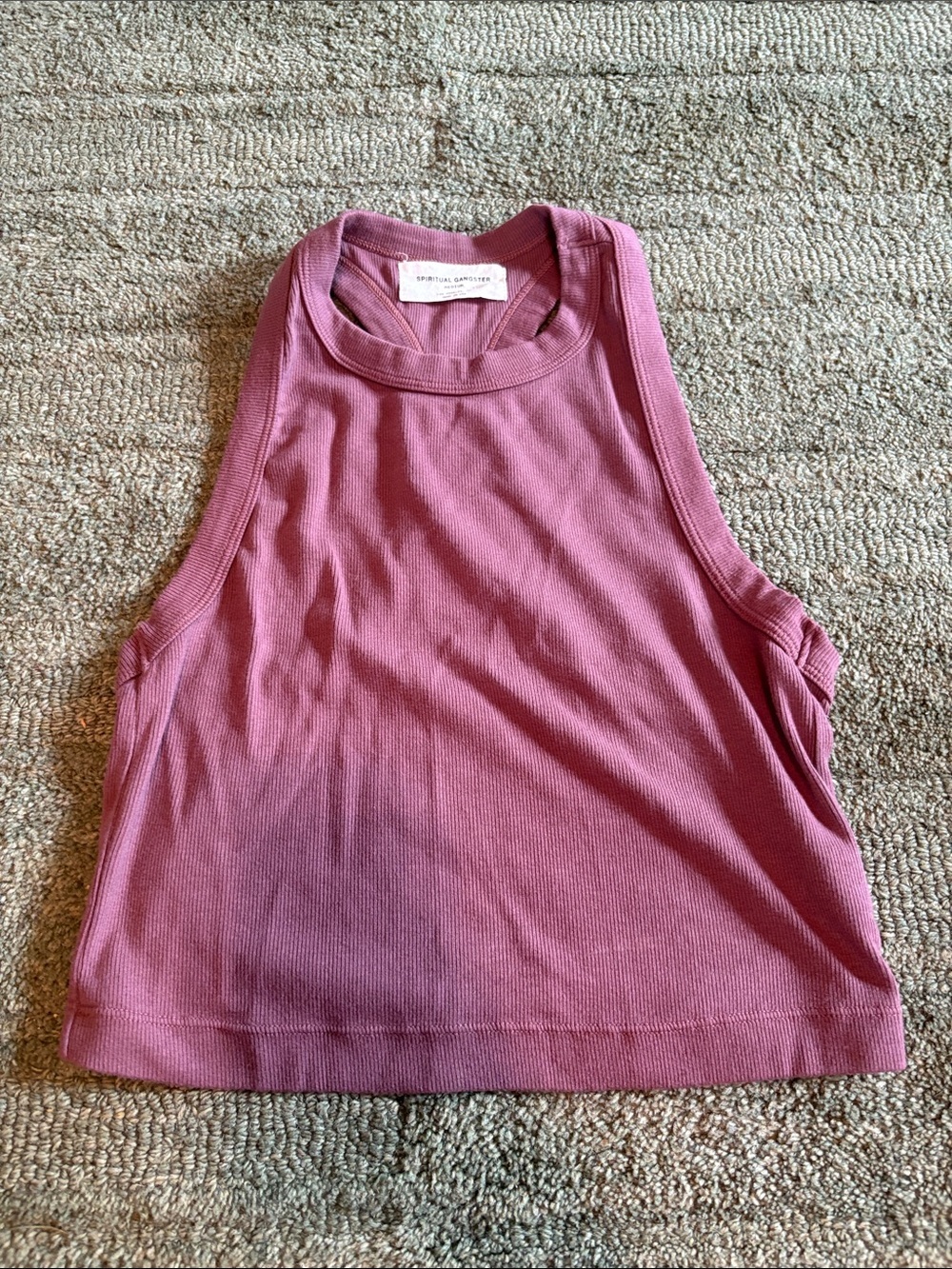 Spiritual Gangster Racerback Ribbed Crop Tank M